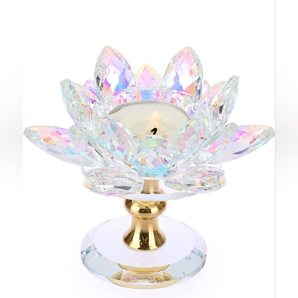 Lotus Petals Votive Candle Stand with Glass Base Lotus Tea candle h… - Picture 3 of 10